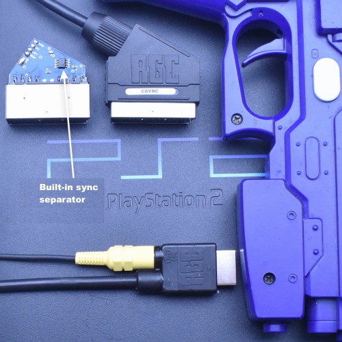 Sony Playstation 2 3 PS2 PS3 PSX RGB SCART cable PACKAPUNCH CSYNC GUNCON